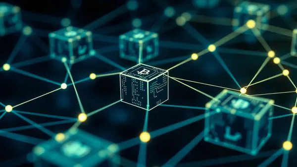 Digital blocks interconnected in a complex network.